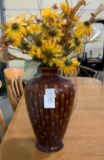 Brown vase and flowers