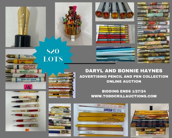 HAYNES VINTAGE ADVERTISING PEN AND PENCIL AUCTION