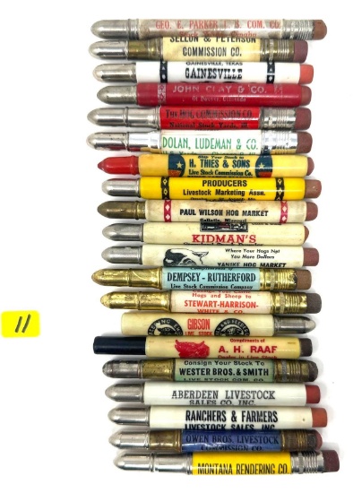 20 - VINTAGE ADVERTISING LIVESTOCK BUYERS COMMISSION BULLET PENCILS