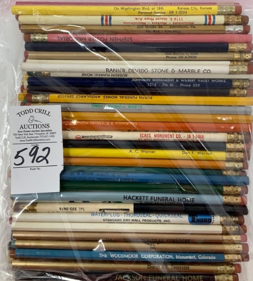 100 - VINTAGE FUNERAL HOME AND CEMETERY ADVERTISING PENCILS | Art ...