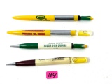 4 - VINTAGE RITE POINT ADVERTISING PENS AND PENCILS WITH A CORN END