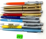 10 - VINTAGE GARLAND ADVERTISING PENS WITH BUBBLE TOPS