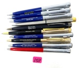 10 - VINTAGE ADVERTISING PENS WITH BUBBLE TOPS