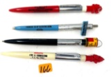 4 -VINTAGE ADVERTISING BALL POINT PENS WITH ENDS