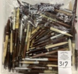 94 - BROWN VINTAGE BALL POINT ADVERTISING PENS