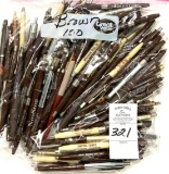 100 - BROWN VINTAGE BALL POINT ADVERTISING PENS