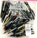 100 - BLACK VINTAGE BALL POINT ADVERTISING PENS