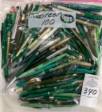100 - GREEN VINTAGE BALL POINT ADVERTISING PENS