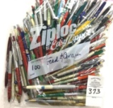 100 - VINTAGE BALL POINTFEED AND GRAIN ADVERTISING PENS