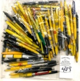 100 - YELLOW VINTAGE BALL POINT ADVERTISING PENS