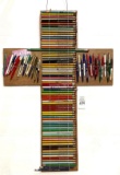 VINTAGE RELIGIOUS ADVERTISING PENCIL AND PEN CROSS DISPLAY
