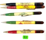 5 - VINTAGE IOWA ADVERTISING MECHANICAL PENCILS OIL FILLED ENDS