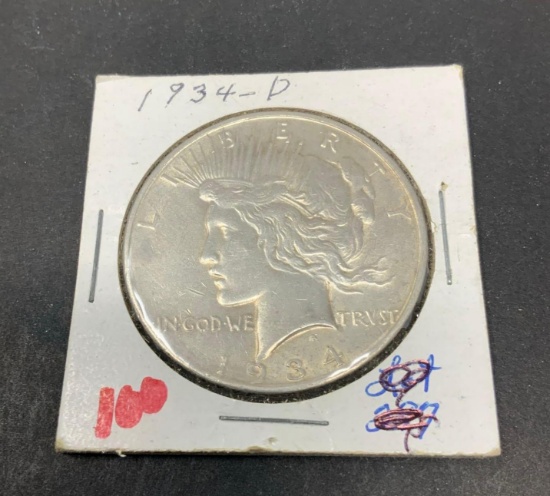 1934-D PEACE SILVER DOLLAR