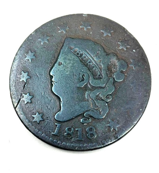 1818 CORONET HEAD LARGE CENT