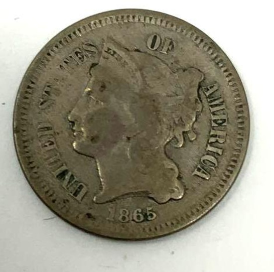 1865 THREE CENT NICKEL