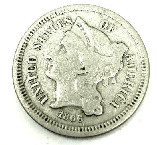 1866 THREE CENT NICKEL