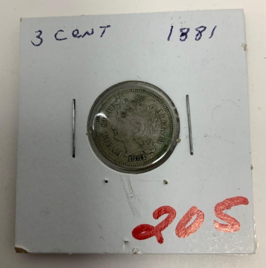 1881 NICKEL THREE CENT PIECE