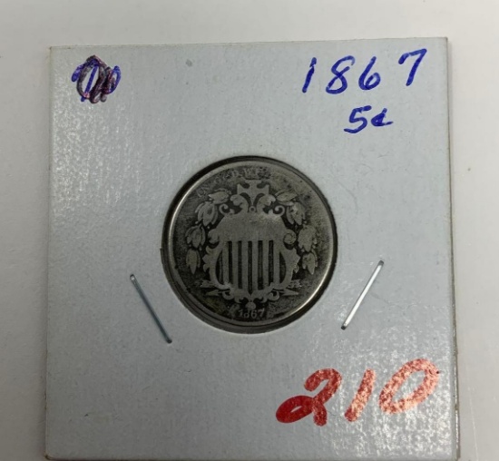 1867 NICKEL FIVE CENT PIECE