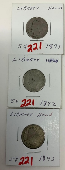 3 - LIBERTY HEAD NICKELS