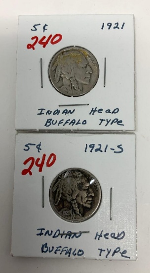 1921 AND 1921-S BUFFALO NICKELS