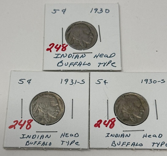 1030 1030-S 1931-S BUFFALO NICKELS