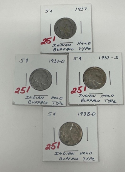 4 - BUFFALO NICKELS 1937 and 1938