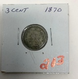 1870 NICKEL THREE CENT PIECE