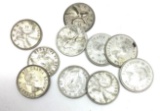 10 - SILVER CANADIAN QUARTERS