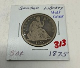 1875 LIBERTY SEATED HALF DOLLAR