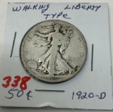 1920-D WALKING LIBERTY HALF DOLLAR