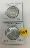 1963 and 1963D FRANKLIN HALF DOLLARS