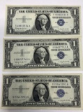 3 - 1957 SERIES $1 SILVER CERTIFICATES