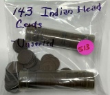 143 INDIAN HEAD CENTS- UNSORTED (MOL)