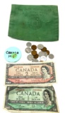 CANADIAN CURRENCY - COINS AND BELLEVUE, KY BANK BAG