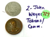 2 - JOHN WAYNE COMMEMORATIVE TOKENS