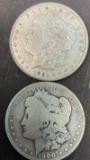 1900-O AND 1921-S MORGAN SILVER DOLLARS