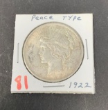 1922 PEACE SILVER DOLLAR
