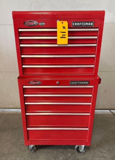 RED CRAFTSMAN BALL BEARING 10 DRAWER TOP AND BOTTOM ROLLER TOOL CHEST