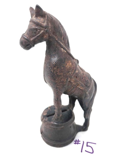 Decorated Horse On Tub Cast Iron Still Bank