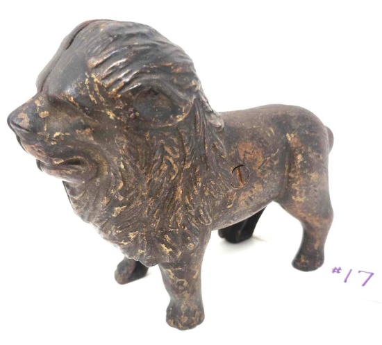 Large Lion Cast Iron Still Bank