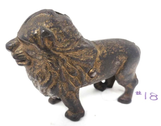Small Lion Cast Iron Still Bank