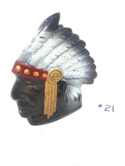 Native American Indian Chief Head Penny Bank