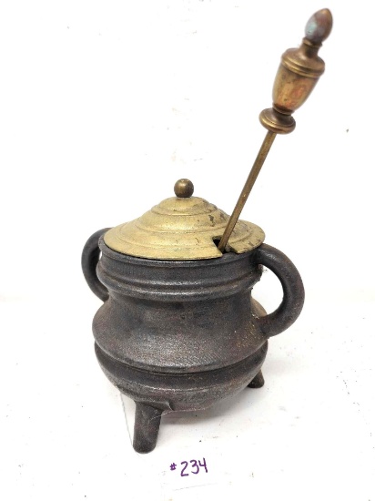 Antique Cast Iron Fire Starter Pot