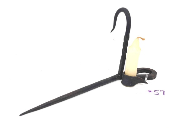 1800's Hand Forged Cast Iron Candle Holder