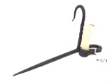 1800's Hand Forged Cast Iron Candle Holder