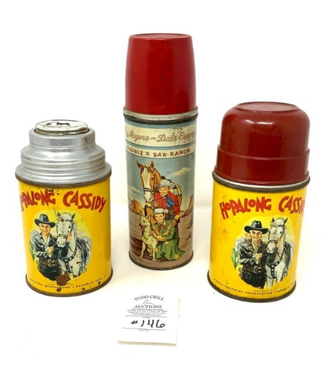 3 - Antique Roy Rogers and Hopalong Cassidy Thermos