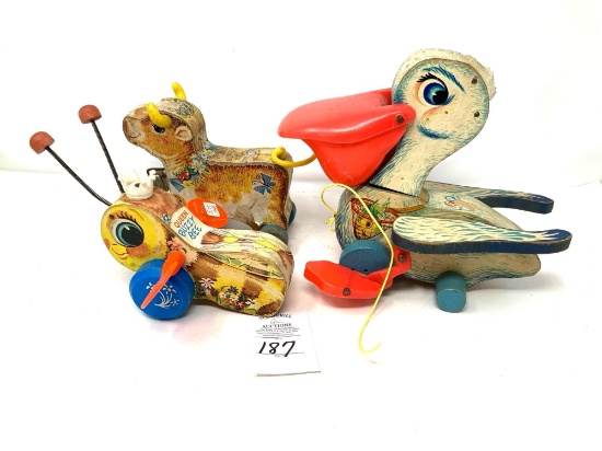 3 - Vintage Wooden Pull Toys