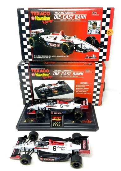 2 - Racing Champions Texaco 1995 Andretti Locking Coin Banks