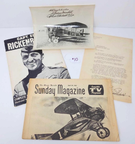 Capt. Eddie Rickenbacker Autographed Photo, Etc
