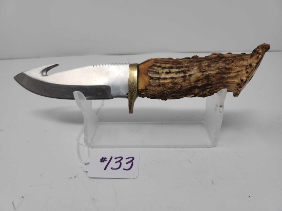 Large Antler Handled Dop Blade Hunting Knife